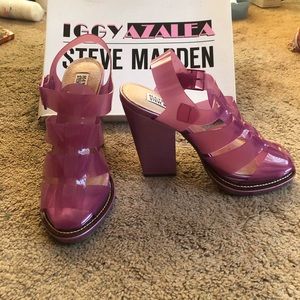Steve Madden x Iggy Azalea pink jelly heels